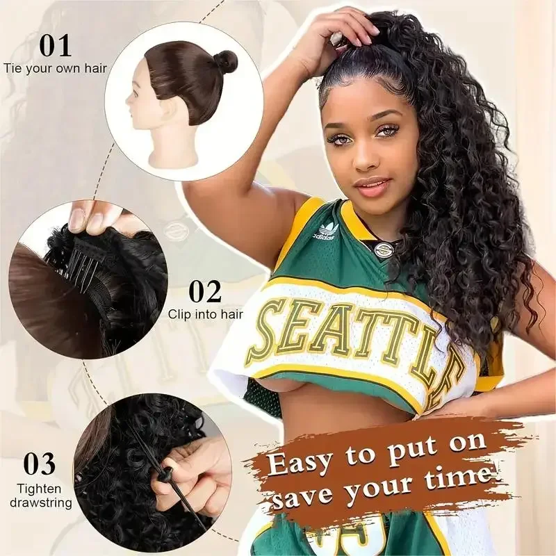 Afro Puff Curly Pony Tail Hair - огляд і ціна Drawstring Afro Curly Puff Ponytail